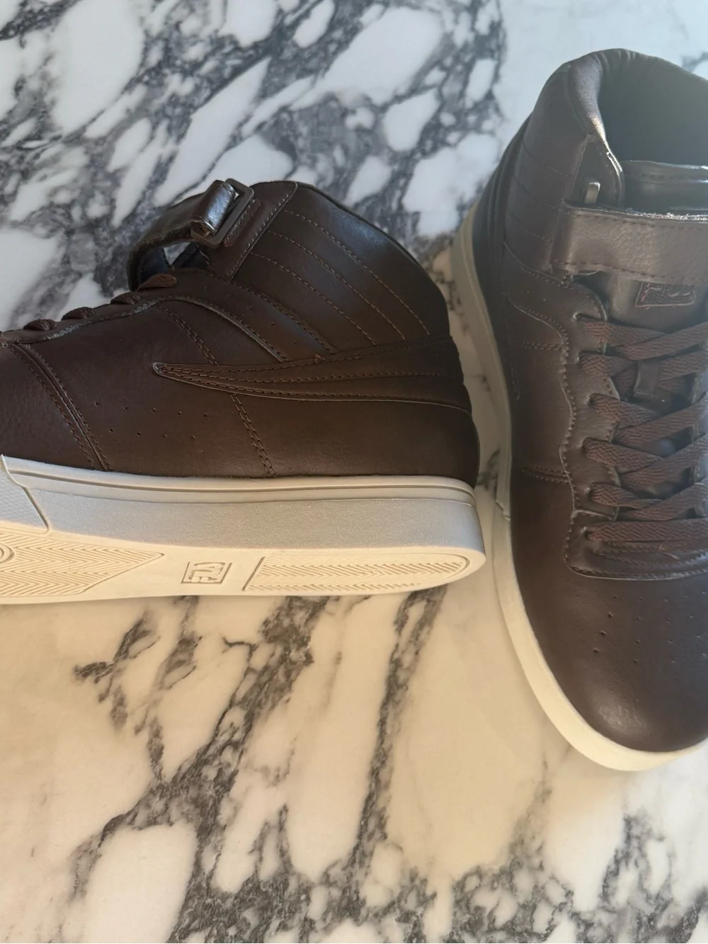 FILA Vulc 13 Men's High-Top Sneakers Brown White Size 10 Excellent Condition